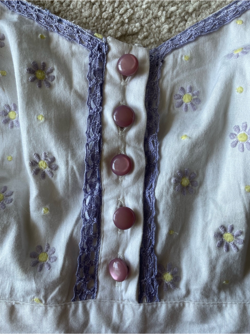 Odille White Halter Floral Peplum Tank Top with Lavender Trim - Picture 3 of 7